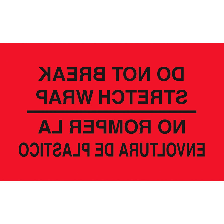 3x5 Fluorescent Red Bilingual No Romper Labels 500/Roll DL3031 - alias listing