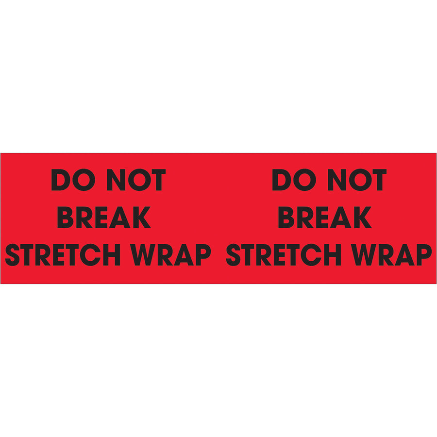 High-visibility fluorescent red pallet corner labels measuring 3" x 10" to clearly mark oversized loads during shipping and warehouse handling. Semi-gloss coated paper adheres reliably to multiple surfaces. Sold in rolls of 500 labels for frequent shippers and logistics operations.