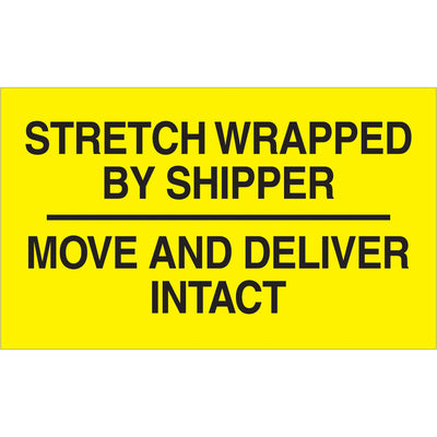 Clearly communicate shipper responsibilities with high-visibility 3x5 stretch wrap labels recognized in multiple countries. Printed on durable semi-gloss coated paper that resists moisture and warehouse handling. Sold as rolls of 500 with quick-access tabletop or wall-mount dispensers to keep your shipping dock organized and compliant.