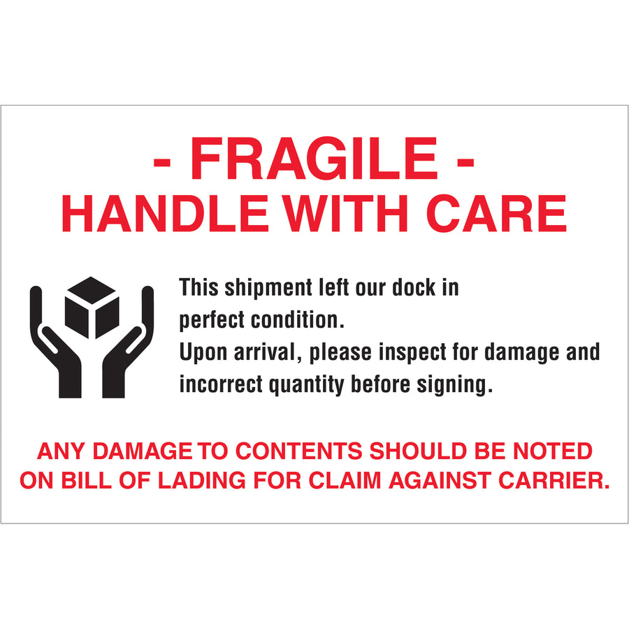 ISO-compliant 4x6 fragile handling labels printed on durable semi-gloss coated paper–recognized across international shipping standards. Each roll contains 500 labels, reducing reordering frequency for busy logistics teams. Pair with our tabletop or wall-mounted dispensers for streamlined warehouse workflows.