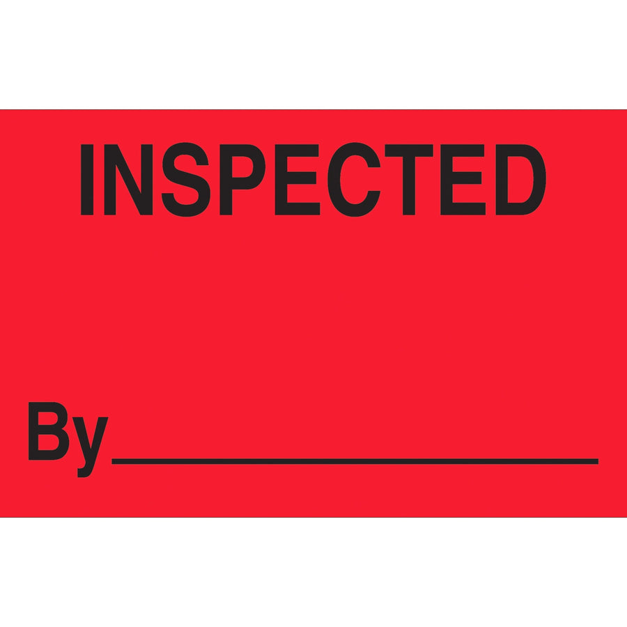 3x5 Fluorescent Red Inspected By Labels Semi-Gloss 500/Roll DL3281 - alias listing