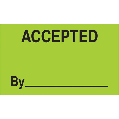 Maximum visibility in high-volume shipping operations. These 3x5 fluorescent green production labels on durable semi-gloss coated paper cut through warehouse clutter and ensure instant recognition. Roll of 500 labels‚compatible with standard tabletop and wall-mount dispensers.