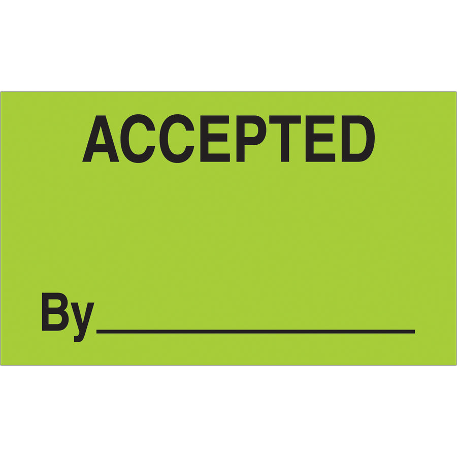 Maximum visibility in high-volume shipping operations. These 3x5 fluorescent green production labels on durable semi-gloss coated paper cut through warehouse clutter and ensure instant recognition. Roll of 500 labels‚compatible with standard tabletop and wall-mount dispensers.
