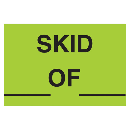3x5 Fluorescent Green Skid Labels 500/Roll DL3371 - alias listing