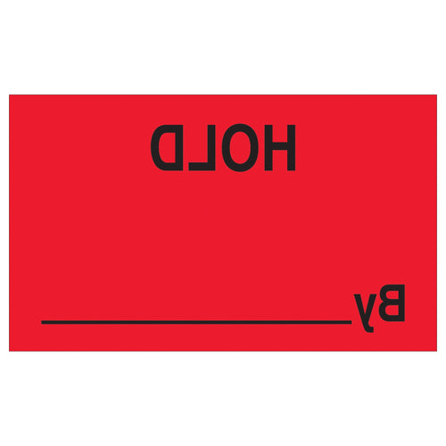 3x5 Fluorescent Red Hold By Labels Semi-Gloss Paper 500/Roll DL3401 - alias listing