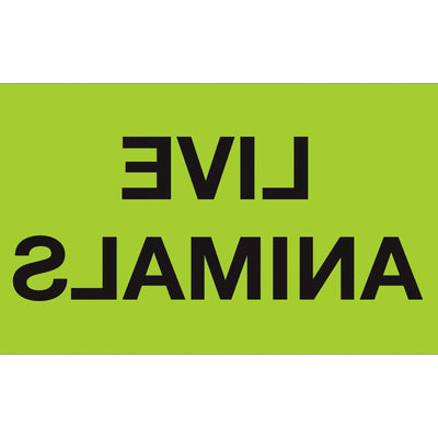 3x5 Fluorescent Green Live Animals Labels Semi-Gloss 500/Roll DL3411 - alias listing