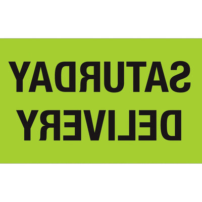 3x5 Fluorescent Green Saturday Delivery Labels Semi-Gloss 500/Roll DL3431 - alias listing
