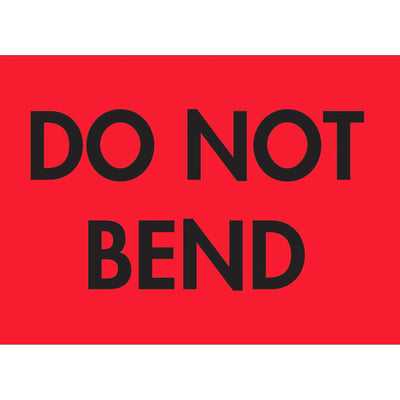 2x3 Fluorescent Red Do Not Bend Labels Semi-Gloss Paper 500/Roll DL3581 - alias listing