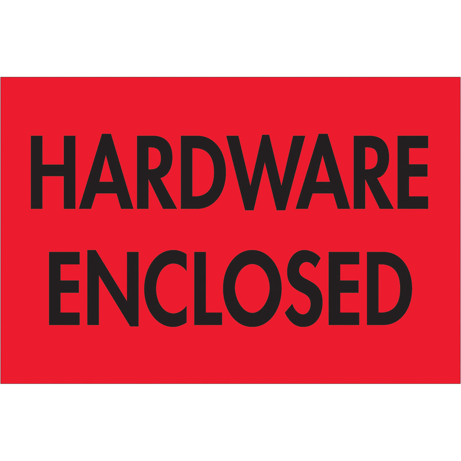 Grab attention at every sorting facility with these 2" x 3" fluorescent red labels designed specifically for hardware-enclosed shipments. Pre-printed with clear black handling instructions on semi-gloss coated paper, these 500-roll sets ensure your packages meet carrier requirements and international compliance standards. Compatible with desktop and wall-mount label dispensers for fast, consistent application in high-volume operations.