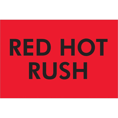 Fluorescent red shipping labels in 2" x 3" format deliver maximum visibility for critical handling instructions. Printed with solid black text on semi-gloss coated paper for durability and readability. Each roll contains 500 labels–essential for shipping coordinators managing high-volume shipments requiring special handling compliance.