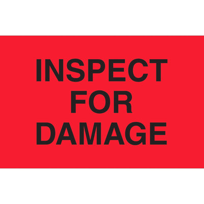 3x5 Fluorescent Red Inspect For Damage Labels 500/Roll DL3641 - alias listing