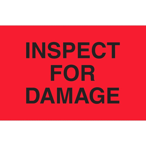 3x5 Fluorescent Red Inspect For Damage Labels 500/Roll DL3641 - alias listing