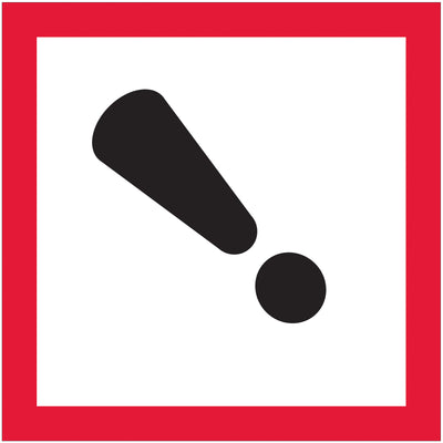 1" x 1" Exclamation Mark Pictogram Labels - DOT Compliance, 500/Roll
