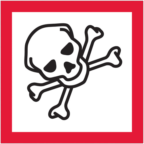 DOT-compliant skull and crossbones pictogram labels in 1