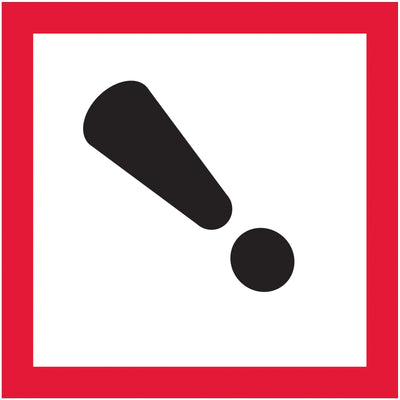 2x2" Exclamation Mark Pictogram Labels - DOT Compliance, 500/Roll