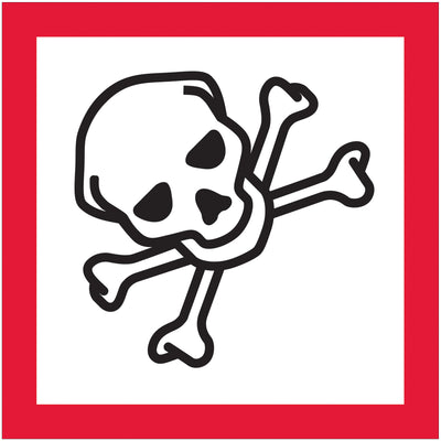 2" x 2" Skull & Crossbones Pictogram Labels - DOT Hazmat Compliance, 500/Roll
