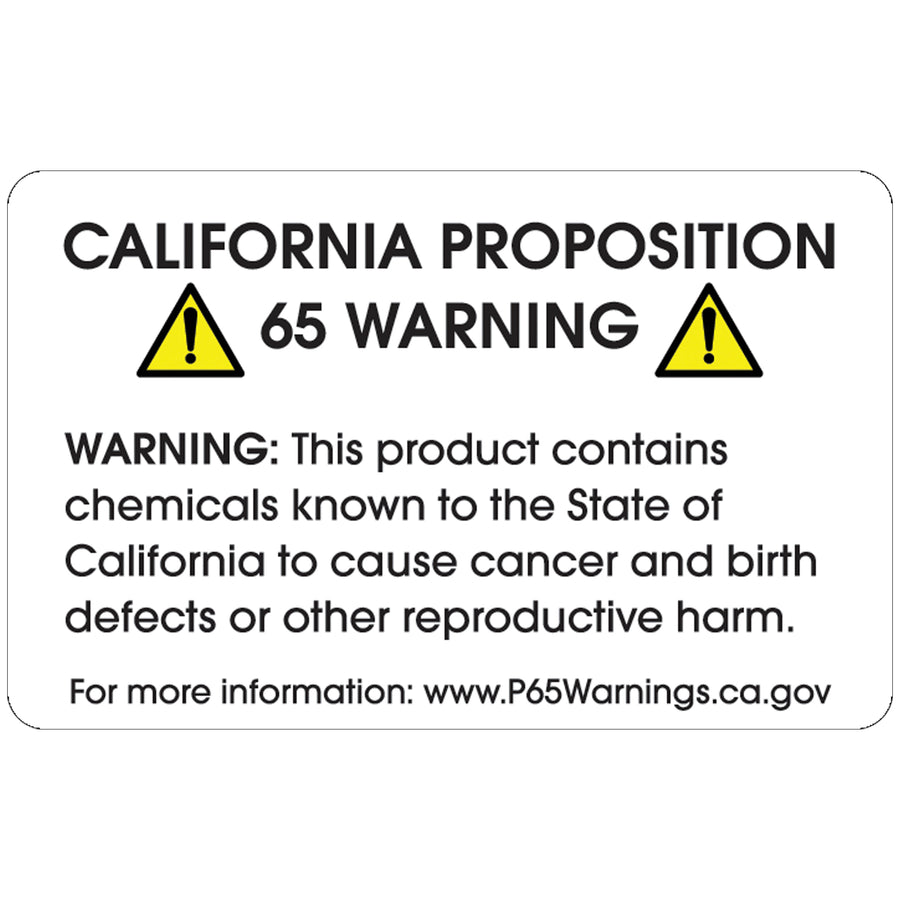 Meet California Prop 65 compliance with our full generic warning labels featuring cancer and reproductive harm alerts. Each roll contains 500 pre-sized 2 3/8 x 1 1/2" paper labels, ready for immediate application to hazardous product packaging. Ensure regulatory visibility and shipping coordinator peace of mind with industry-standard Proposition 65 warnings.