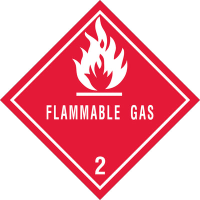 USDOT-compliant Flammable Gas Class 2 warning labels meet federal hazmat transport requirements with official identification numbers included. 4x4" semi-gloss coated paper construction resists moisture and handling damage across 500 labels per roll. Essential for shipping coordinators and logistics teams managing hazardous materials compliance.