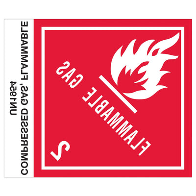 4x4.75 Compressed Gas Flammable DOT Labels Semi-Gloss Paper 500/Roll DL507P1 - alias listing