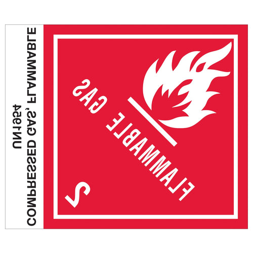 4x4.75 Compressed Gas Flammable DOT Labels Semi-Gloss Paper 500/Roll DL507P1 - alias listing