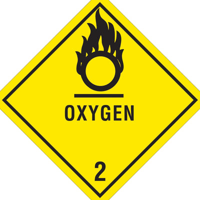 4x4 DOT Oxygen-2 Hazard Labels Semi-Gloss 500/Roll DL5080 - alias listing