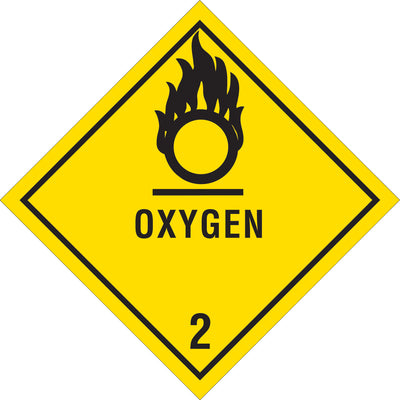 4x4" DOT Oxygen-2 Hazard Labels, Semi-Gloss, Roll of 500