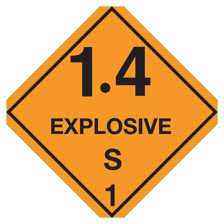 4x4 Class 1.4 Explosive D.O.T. Hazard Labels Semi-Gloss 500/Roll DL5091 - alias listing