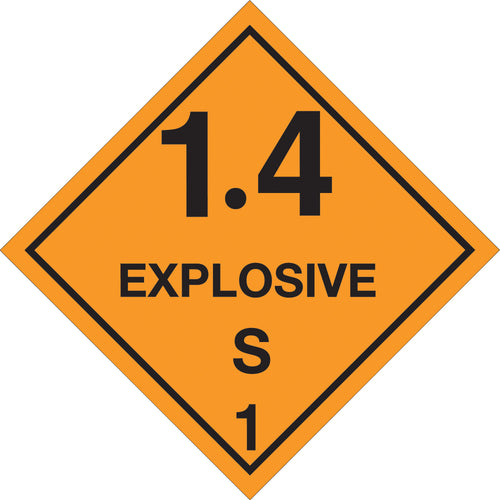 D.O.T.-compliant Class 1.4 Explosive hazard labels in 4x4