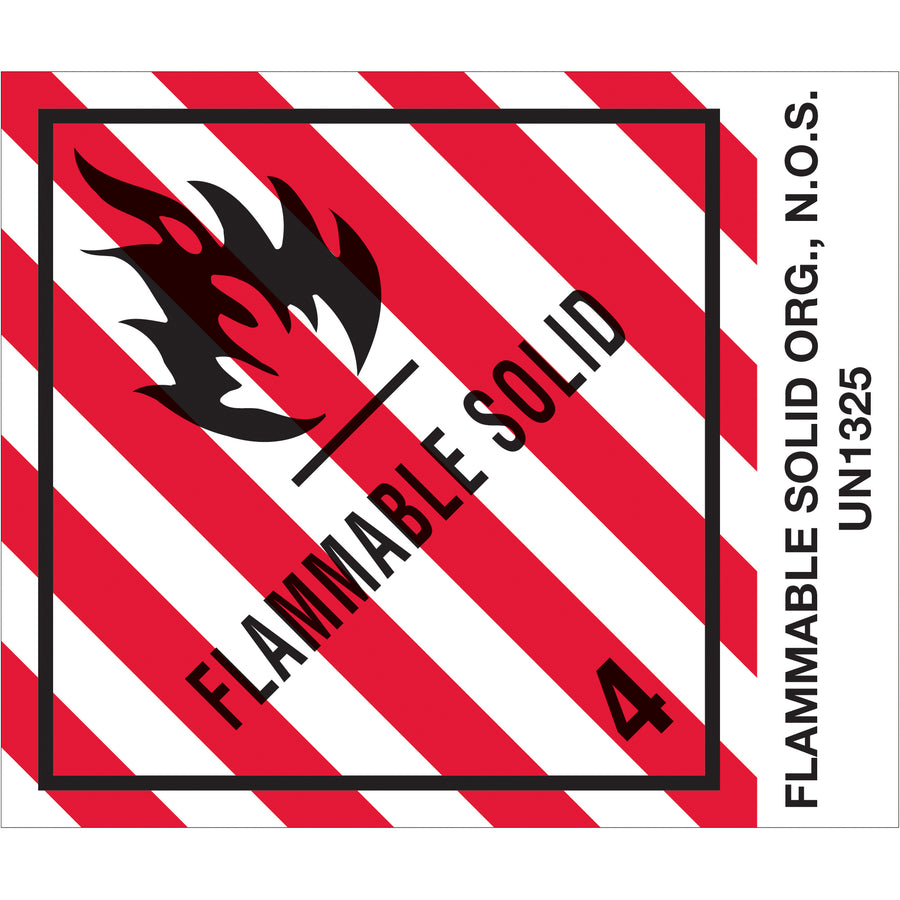 4x4.75" Flammable Solids DOT Labels - Semi-Gloss Paper, Roll of 500