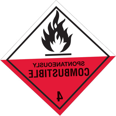 4x4 Spontaneously Combustible DOT Hazard Labels Semi-Gloss 500/Roll DL5140 - alias listing