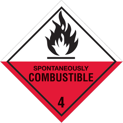 DOT-compliant spontaneously combustible labels ensure regulatory compliance and hazmat visibility on every shipment. These 4x4" semi-gloss labels come in rolls of 500 with pre-printed identification numbers, ready for immediate application to vehicles and packaging.