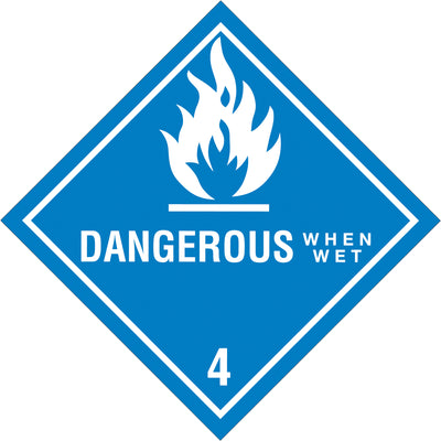 4x4" Dangerous When Wet D.O.T. Hazard Labels - Semi-Gloss Paper, 500/Roll