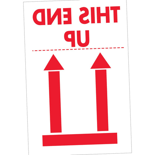 2x3 Red/White This End Up Labels Semi-Gloss 500/Roll DL5154 - alias listing
