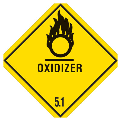 4x4 Oxidizer 5.1 DOT Hazard Labels Semi-Gloss 500/Roll DL5160 - alias listing