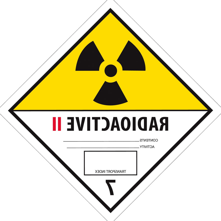 4x4 Radioactive II D.O.T. Hazard Labels Semi-Gloss Paper 500/Roll DL5242 - alias listing