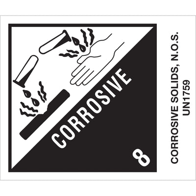 4x4.75" Corrosive Solids DOT Label, Semi-Gloss Paper, 500/Roll