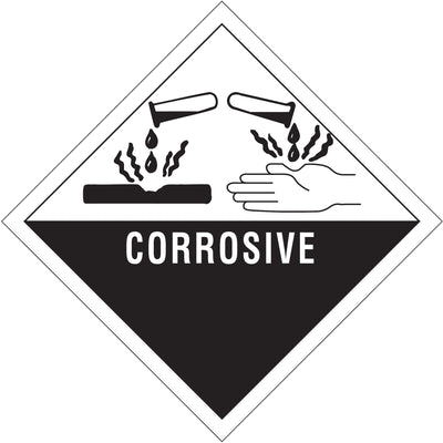 4x4" Corrosive Labels - DOT Hazmat Compliance, 500/Roll