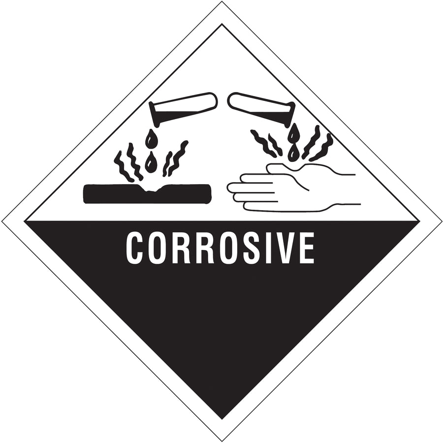4x4" Corrosive Labels - DOT Hazmat Compliance, 500/Roll