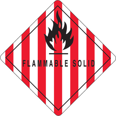 4x4" Flammable Solid DOT Labels - Semi-Gloss Paper, Roll of 500
