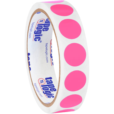 Instantly identify critical inventory with high-visibility fluorescent pink circle labels. Each roll contains 500 pre-cut 3/4" paper labels that accept pen and marker markings. Pair with Packrift dispensers (tabletop or wall-mount options) for organized, efficient warehouse operations.
