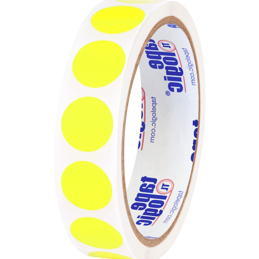 3/4 in Fluorescent Yellow Circle Inventory Labels 500/Roll DL610L - alias listing
