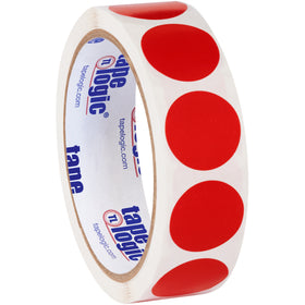 High-visibility red inventory circle labels help shipping coordinators and logistics teams rapidly identify and track key items across your facility. Each 1" diameter label is made from writeable paper stock, sold in convenient 500-label rolls. Works seamlessly with both tabletop and wall-mount label dispensers for streamlined warehouse operations.