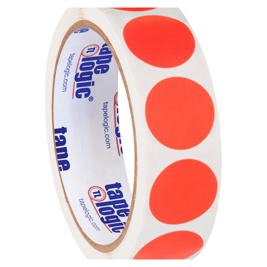 1 in Fluorescent Red Circle Inventory Labels Paper 500/Roll DL611G - alias listing