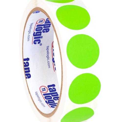 1 in Fluorescent Green Circle Inventory Labels Paper 500/Roll DL611J