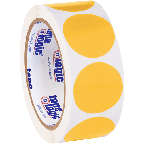 High-visibility fluorescent orange circle labels designed for rapid inventory identification in busy logistics and shipping operations. 1.5