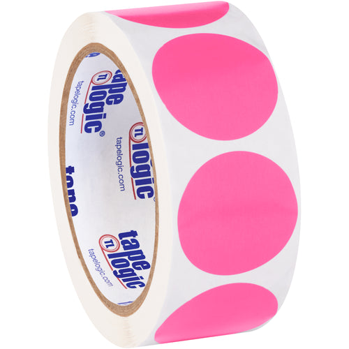 Maximize warehouse visibility with these 1.5" fluorescent pink circle inventory labels. Each roll contains 500 write-on paper labels that stand out instantly in busy facilities, reducing picking errors and improving inventory accuracy. Compatible with popular tabletop and wall-mount dispensers for streamlined application.