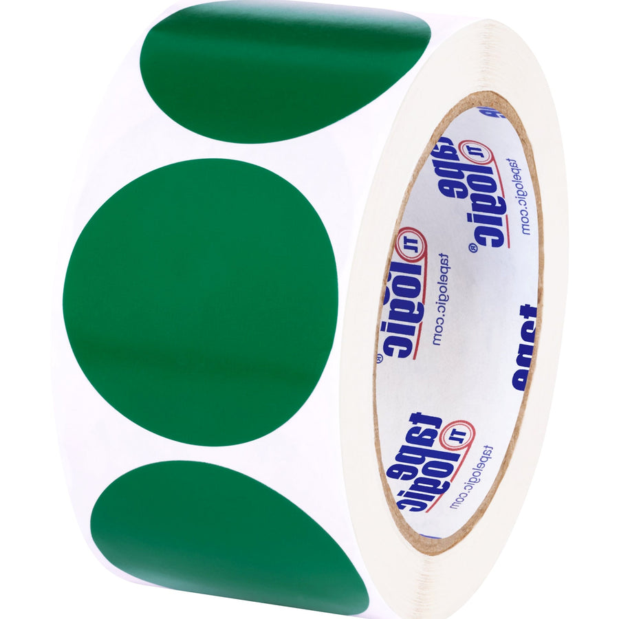 2 in Green Circle Inventory Labels Paper 500/Roll DL613D - alias listing