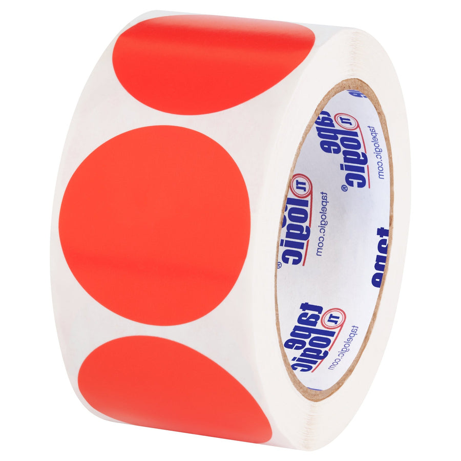 2 in Fluorescent Red Circle Inventory Labels Paper 500/Roll DL613G - alias listing
