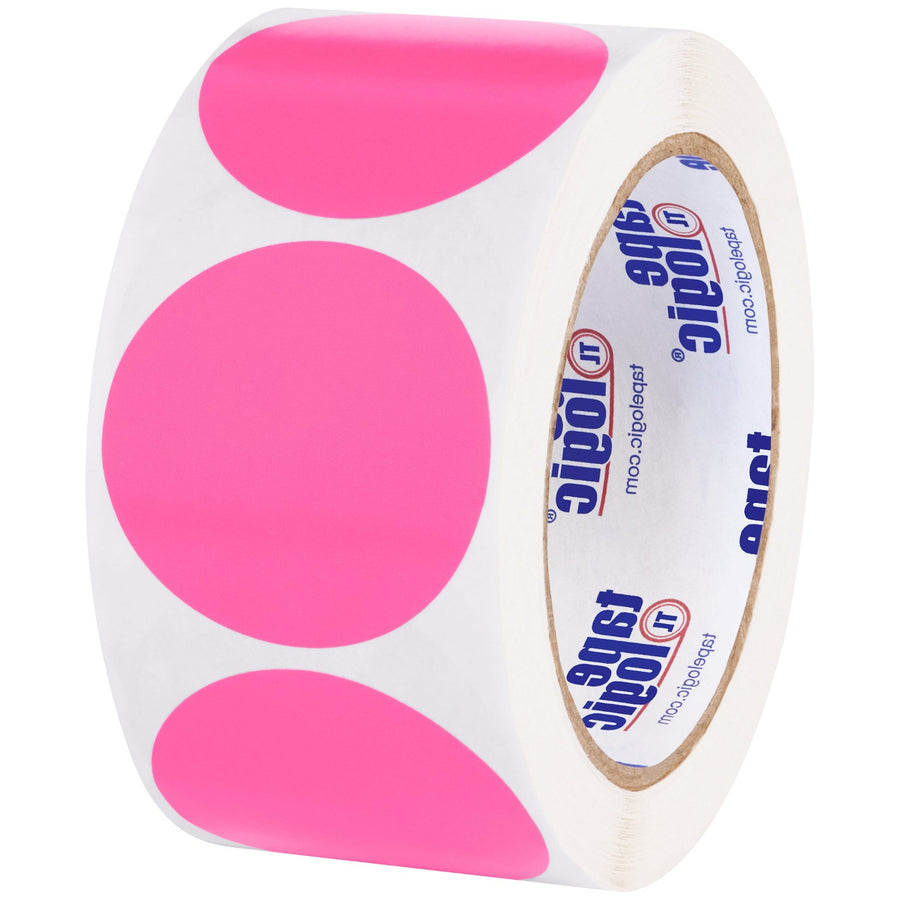 2 in Fluorescent Pink Circle Inventory Labels 500/Roll DL613K - alias listing