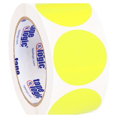 2 in Fluorescent Yellow Circle Inventory Labels 500/Roll DL613L - alias listing